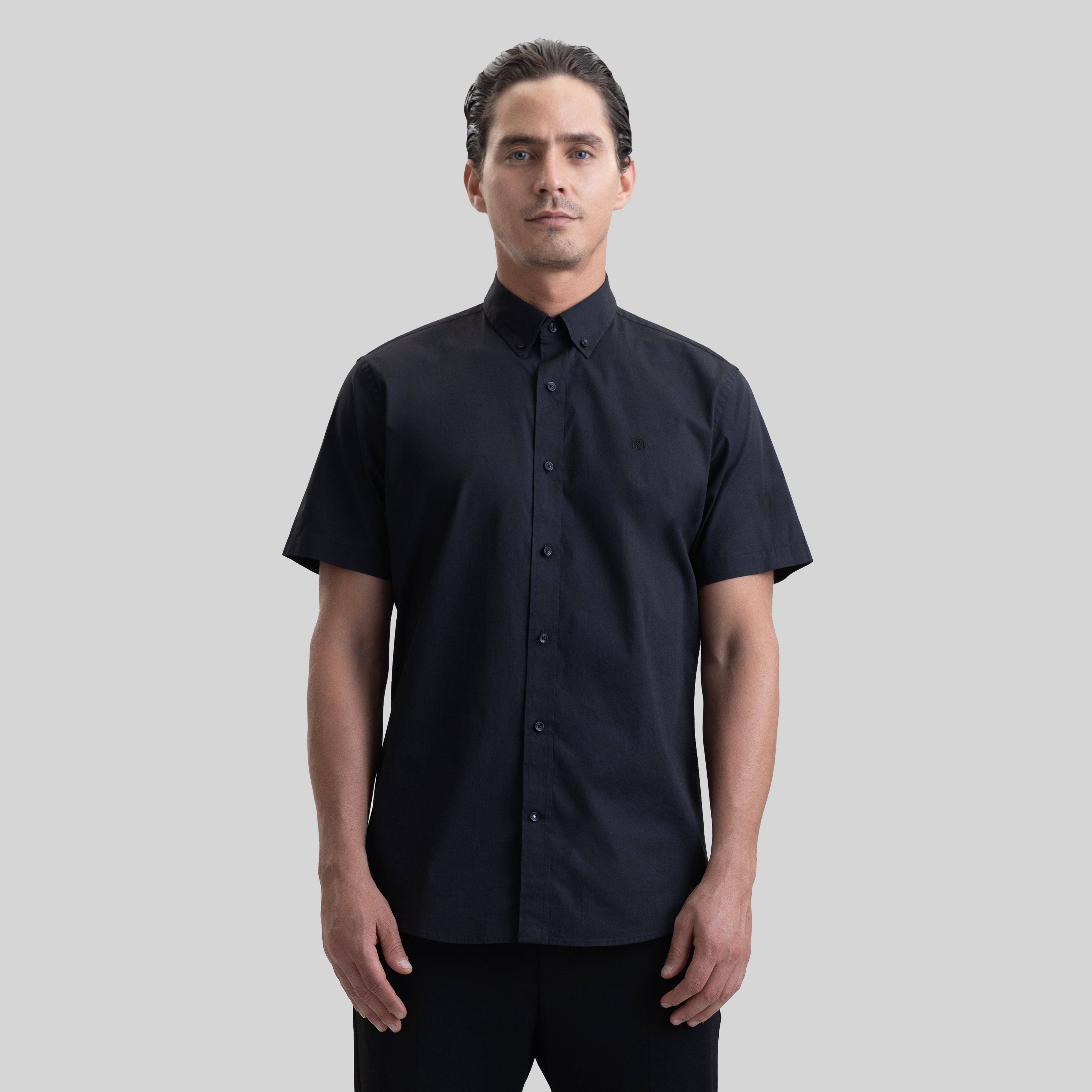 ASTON SHIRT SPORT SHORT SLEEVE BLACK | Monastery Couture