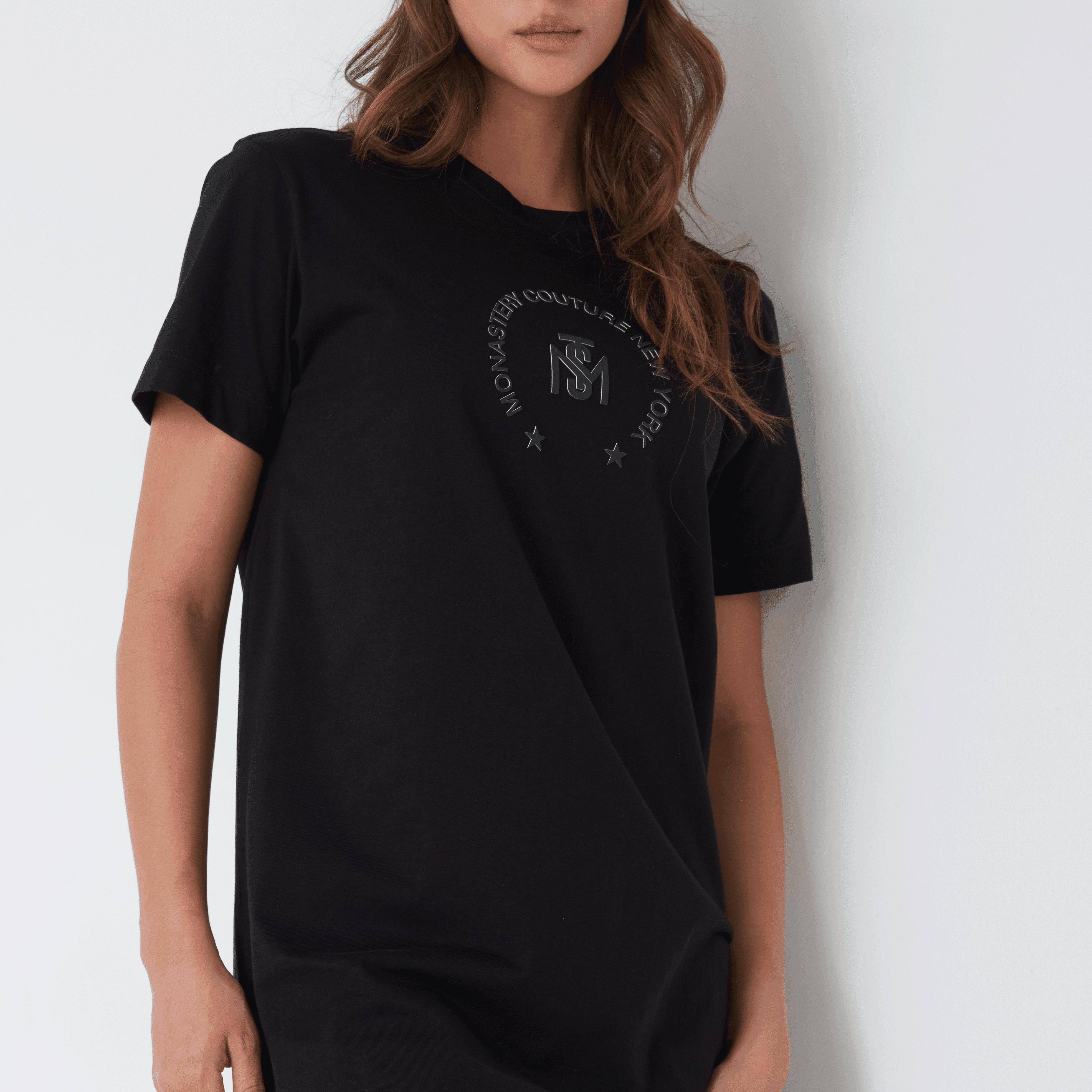 RAVENA T-SHIRT DRESS BLACK | Monastery Couture