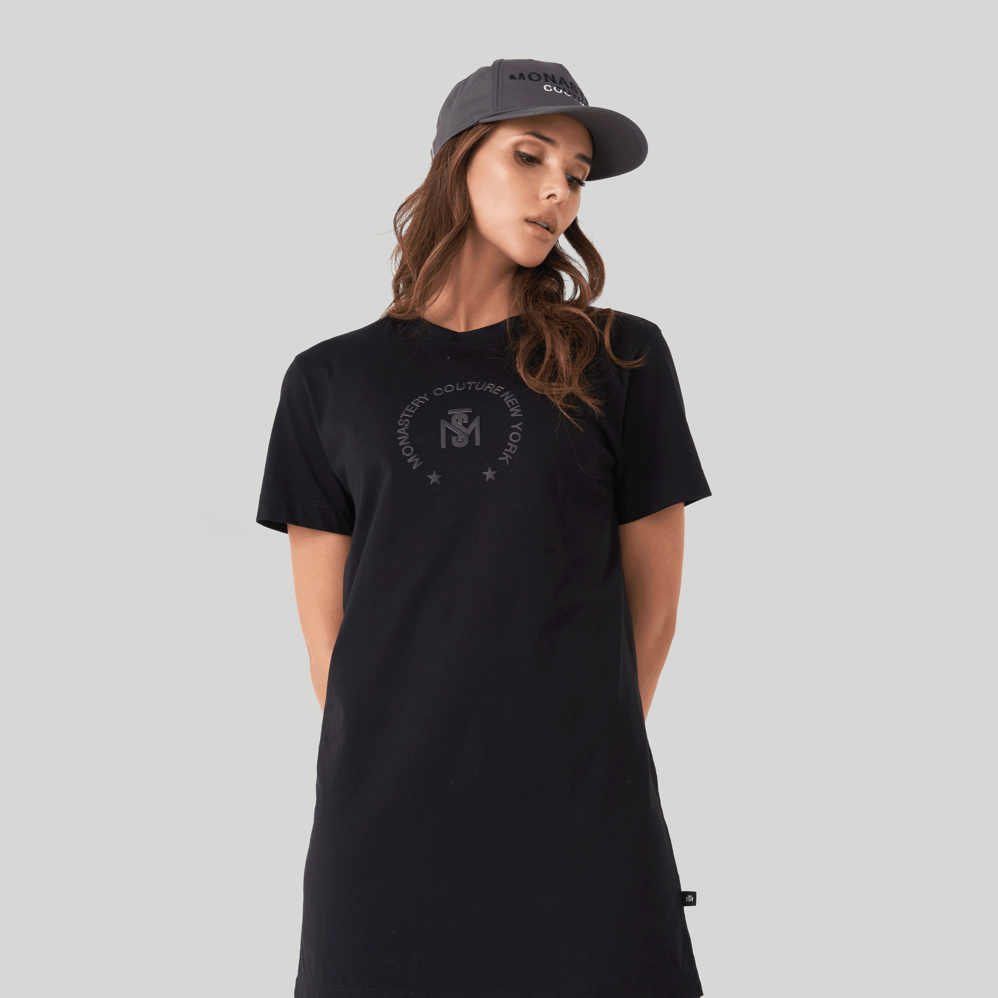 RAVENA T-SHIRT DRESS BLACK | Monastery Couture